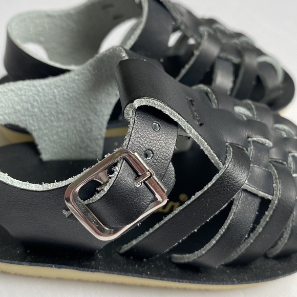 SUN-SAN Sailor Salt Water Sandals Black Size 18 EU 3 US Leather New In Box NWT - Picture 8 of 11